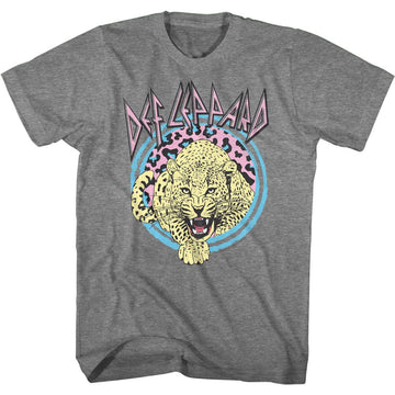 Def Leppard-Pastel Leppard 2-Graphite Heather Adult S/S T-Shirt - Graphite Heather