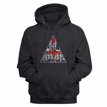 Def Leppard Brit Logo Charcoal Heather Adult Hooded Sweatshirt