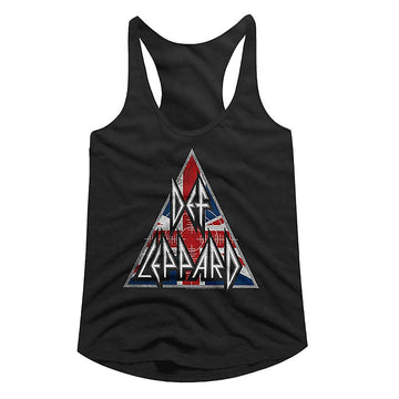 Def Leppard-Britlogo-Black Ladies Slimfit Racerback-S - Black