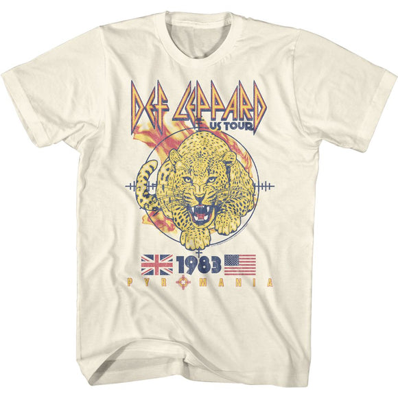 Def Leppard-Pyromania Leopard-Natural Adult S/S T-Shirt - Natural