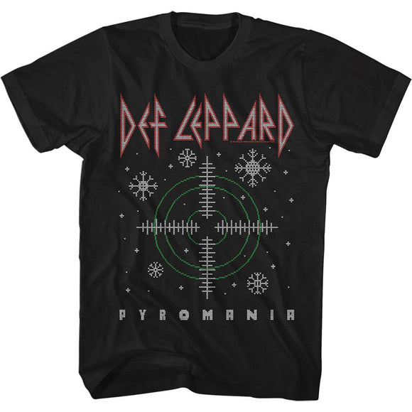 Def Leppard Pyro Christmas Black Adult S/S T-Shirt S - Black