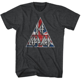 Def Leppard-Britlogo-Black Heather Adult S/S T-Shirt - Black Heather