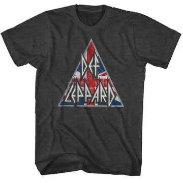 Def Leppard-Britlogo-Black Heather Adult S/S T-Shirt - Black Heather