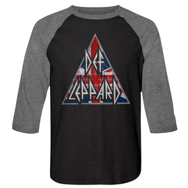 Def Leppard-Britlogo-Vintage Black/Premium Heather Adult 3/4 Sleeve Raglan-S - Vintage Black/Premium Heather