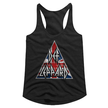 Def Leppard-Britlogo-Black Ladies Slimfit Racerback-S - Black