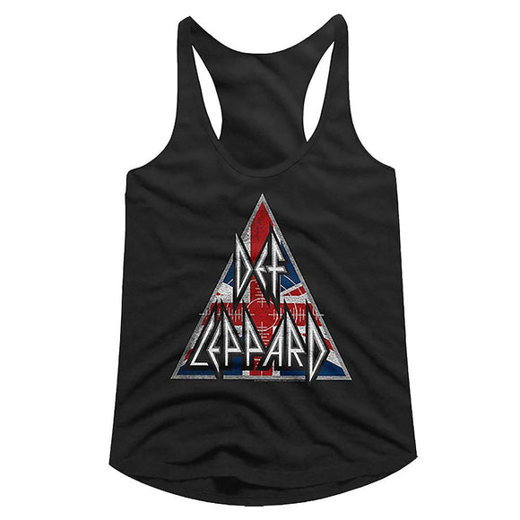 Def Leppard-Britlogo-Black Ladies Slimfit Racerback-S - Black
