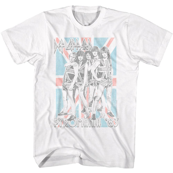 Def Leppard-Def Leppard Pyromania Flag-White Adult S/S T-Shirt - White