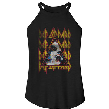 Def Leppard-Def Leppard Hysteria Face And Logos-Black Ladies Sleeveless Rocker Tank-S - Black