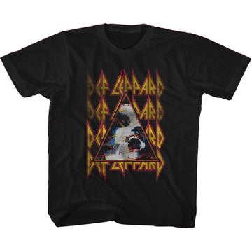 Def Leppard-Def Leppard Hysteria Face And Logos-Black Youth S/S T-Shirt-Xs (5-6) - Black