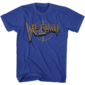 Def Leppard-Def Leppard Logo And Crosshairs-Royal Adult S/S T-Shirt - Royal