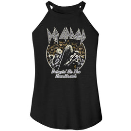 Def Leppard-Def Leppard Bringing The Heartbreak Circle-Black Ladies Sleeveless Rocker Tank-S - Black