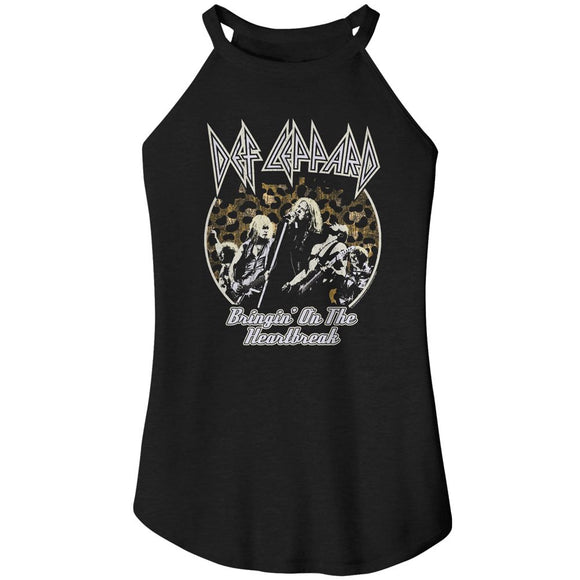 Def Leppard-Def Leppard Bringing The Heartbreak Circle-Black Ladies Sleeveless Rocker Tank-S - Black