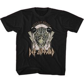 Def Leppard-Def Leppard Lightning Bolts Lets Get Rocked-Black Toddler S/S T-Shirt-4T - Black