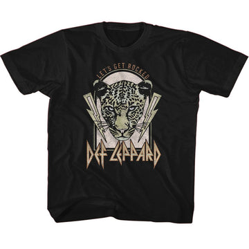 Def Leppard-Def Leppard Lightning Bolts Lets Get Rocked-Black Youth S/S T-Shirt-Xs (5-6) - Black