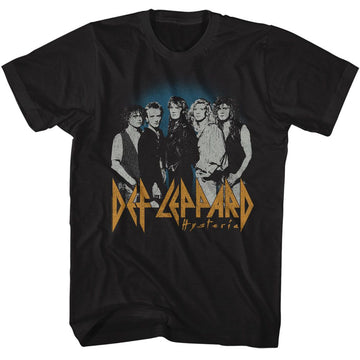 Def Leppard-Def Leppard Blue Fade Background-Black Adult S/S T-Shirt - Black