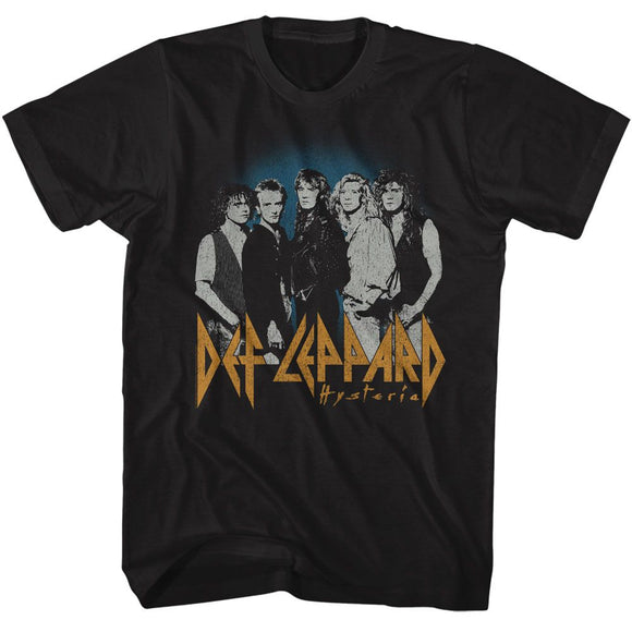 Def Leppard-Def Leppard Blue Fade Background-Black Adult S/S T-Shirt - Black