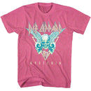 Def Leppard-Def Leppard Skulls 3 Tone-Retro Pink Heather Adult S/S T-Shirt - Retro Pink Heather