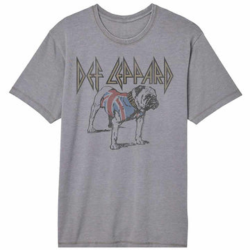 Def Leppard Bulldog Gray Vintage Wash Adult T-Shirt