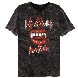 Def Leppard-Def Leppard Love Is Biting-Mineral Wash Black Adult S/S T-Shirt - Black