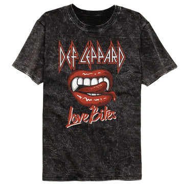 Def Leppard-Def Leppard Love Is Biting-Mineral Wash Black Adult S/S T-Shirt - Black