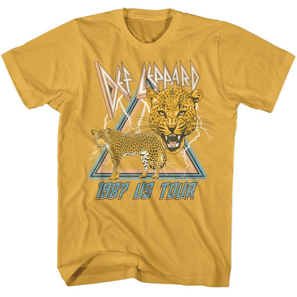 Def Leppard-Def Leppard 1987 Lightning And Leopards-Ginger Adult S/S T-Shirt - Ginger