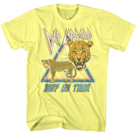 Def Leppard-Def Leppard 1987 Lightning And Leopards-Yellow Heather Adult S/S T-Shirt - Yellow Heather