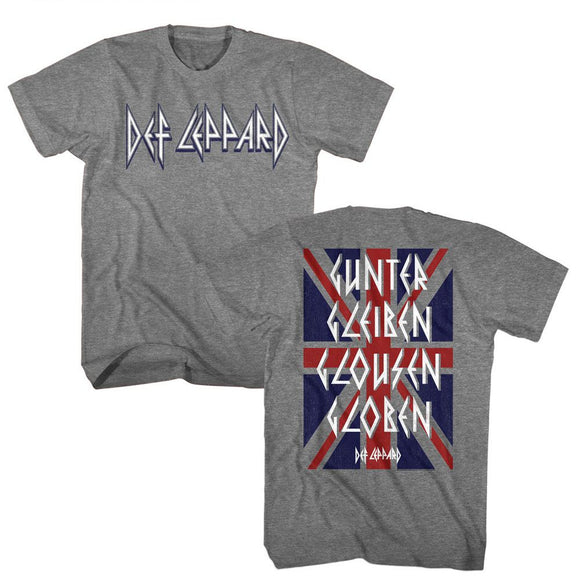 Def Leppard-Def Leppard Gunter Gleiben Front And Back-Graphite Heather Adult S/S T-Shirt ***F&B***-S - Graphite Heather