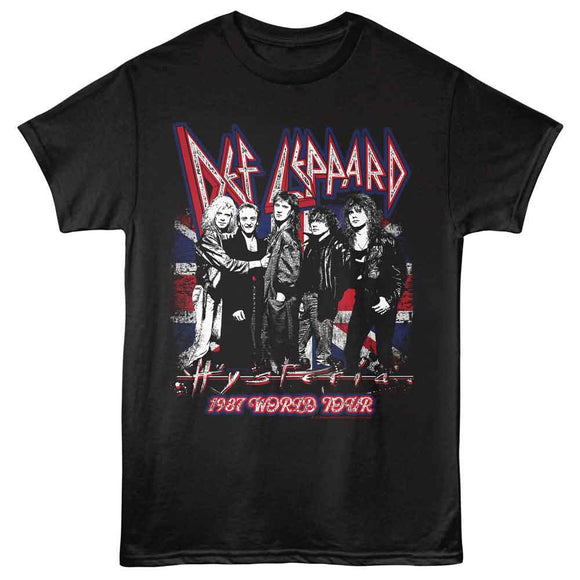 Def Leppard-Def Leppard Hysteria Flag-Black Adult S/S T-Shirt - Black