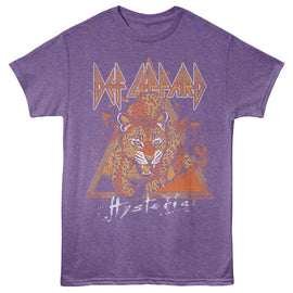 Def Leppard-Def Leppard Leopard On Rock Hysteria-Purple Heather Adult S/S T-Shirt - Purple Heather