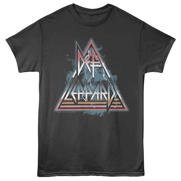 Def Leppard-Def Leppard Clouds Lightning Triangle-Smoke Adult S/S T-Shirt - Smoke