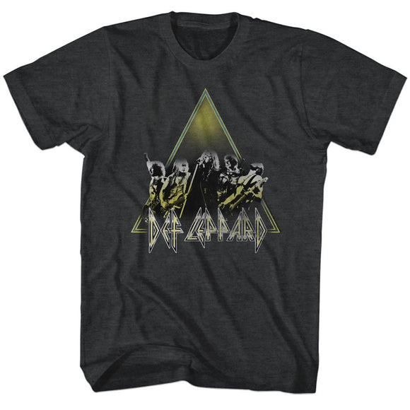 Def Leppard-Performing-Black Heather Adult S/S T-Shirt - Black Heather