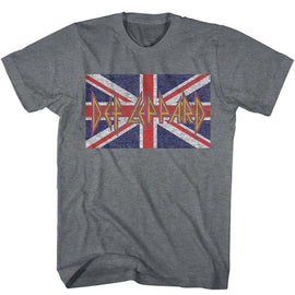 Def Leppard-Def Leppard Flag-Graphite Heather Adult S/S T-Shirt - Graphite Heather