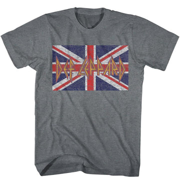 Def Leppard-Def Leppard Flag-Graphite Heather Adult S/S T-Shirt - Graphite Heather