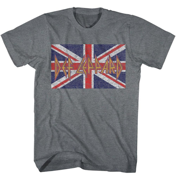 Def Leppard-Def Leppard Flag-Graphite Heather Adult S/S T-Shirt - Graphite Heather
