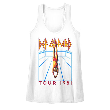 Def Leppard-Hes Swimming-White Ladies Slimfit Racerback-S - White