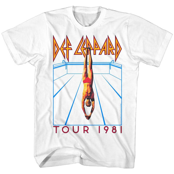 Def Leppard-Hes Swimming-White Adult S/S T-Shirt - White