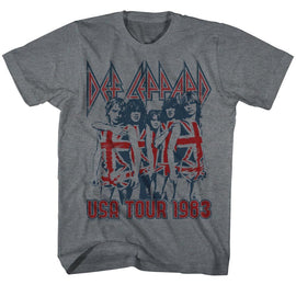 Def Leppard-USA Tour 1983-Gray Heather Adult S/S T-Shirt - Gray Heather