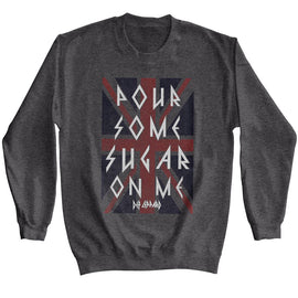Def Leppard-Def Leppard Sugar-Dark Heather Adult L/S Sweatshirt-S - Dark Heather