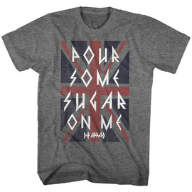 Def Leppard-Sugar-Graphite Heather Adult S/S T-Shirt - Graphite Heather