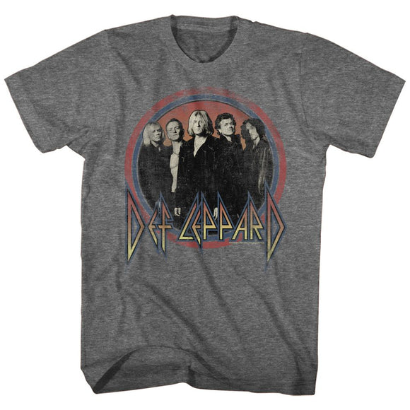 Def Leppard-Circles-Graphite Heather Adult S/S T-Shirt - Graphite Heather