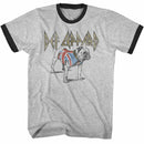 Def Leppard Bulldog Gray Heather Black Adult Ringer T-Shirt