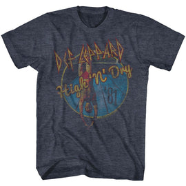 Def Leppard-Fade-Y High N Dry-Navy Heather Adult S/S T-Shirt - Navy Heather