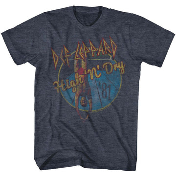 Def Leppard-Fade-Y High N Dry-Navy Heather Adult S/S T-Shirt - Navy Heather
