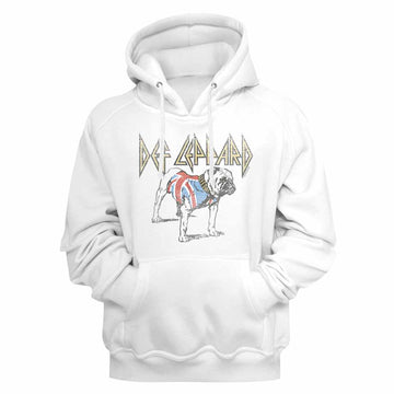 Def Leppard Bulldog White Adult Hooded Sweatshirt