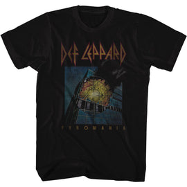 Def Leppard-Faded Pyromania-Black Adult S/S T-Shirt - Black