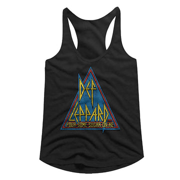 Def Leppard-Primary Triangle-Black Ladies Slimfit Racerback-S - Black