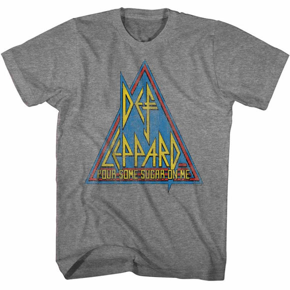 Def Leppard-Primary Triangle-Graphite Heather Adult S/S T-Shirt - Graphite Heather
