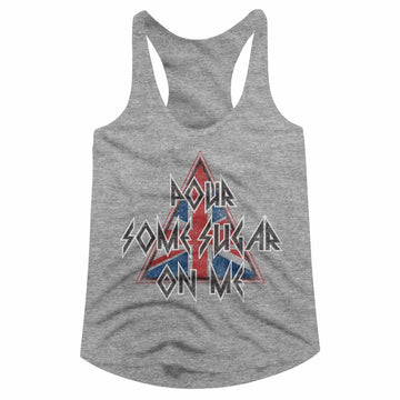 Def Leppard-Pour Some Triangle-Gray Heather Ladies Slimfit Racerback-S - Gray Heather