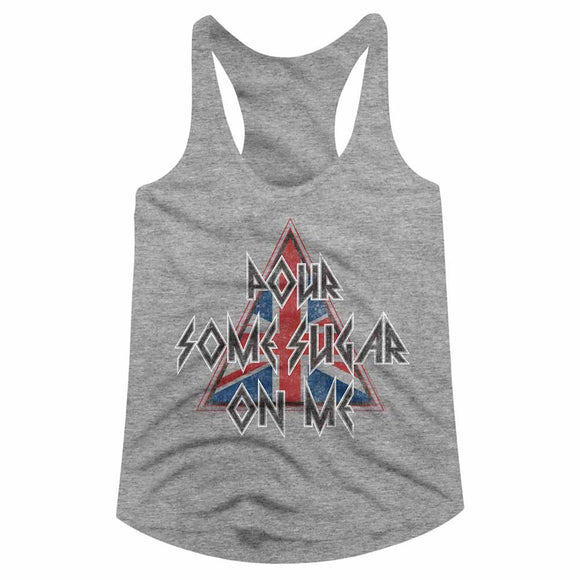 Def Leppard-Pour Some Triangle-Gray Heather Ladies Slimfit Racerback-S - Gray Heather