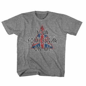 Def Leppard-Pour Some Triangle-Graphite Heather Youth S/S T-Shirt (7-8) - Graphite Heather